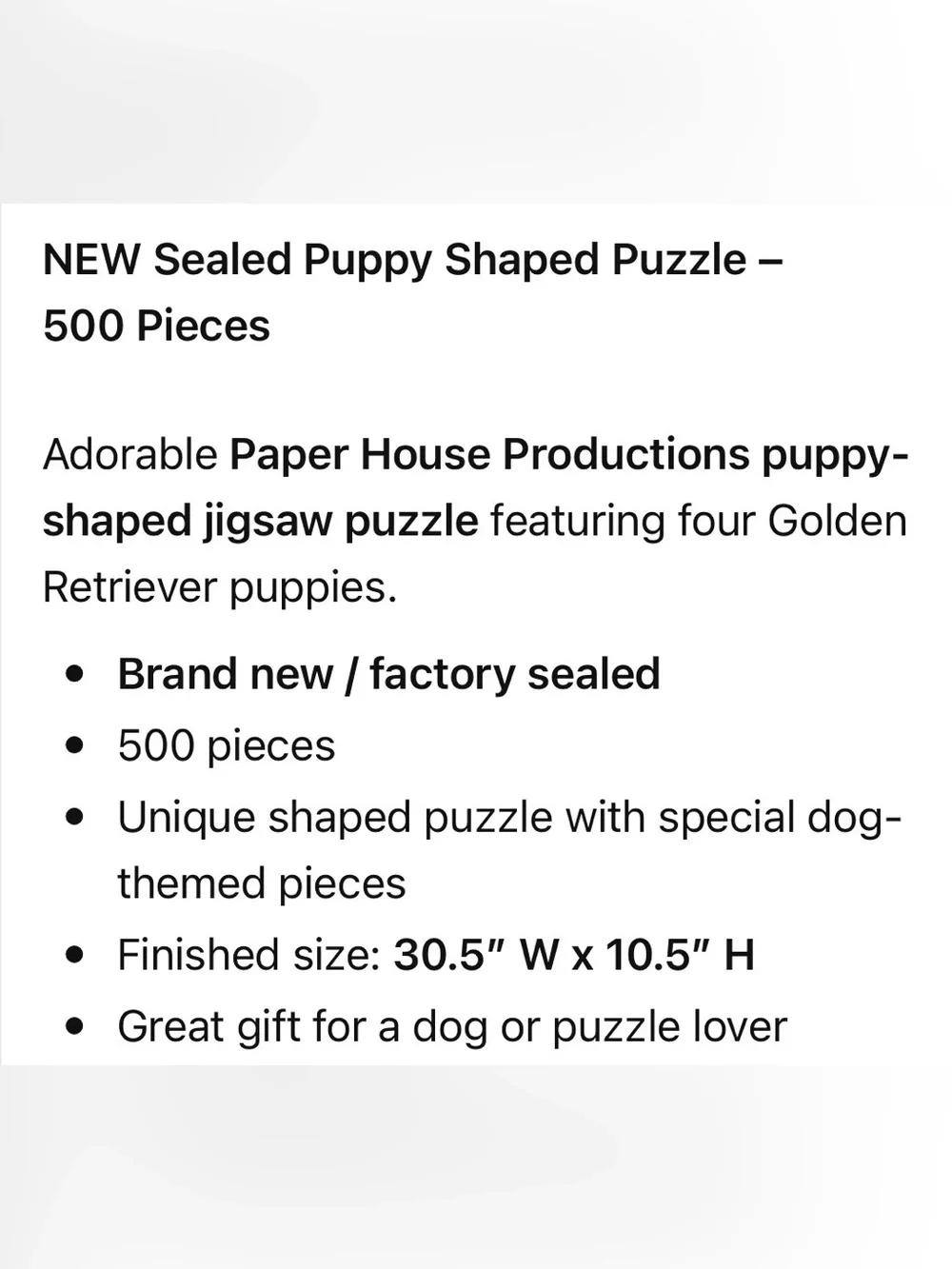 New and sealed 500-Piece Shaped Puzzle - Tan Puppies